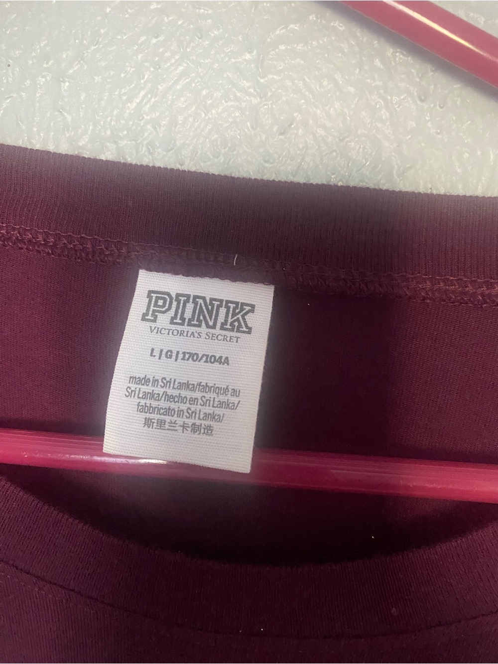 Victoria Secret PINK Maroon White Gold Sequin Letters LONGSLEEVE Top Rare Large - Picture 7 of 7
